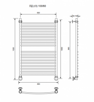 ЛД (г3)-100/60/66 без полочки водяной Полотенцесушители «Ника»