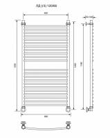 ЛД (г3)-120/60/66 без полочки водяной Полотенцесушители «Ника»