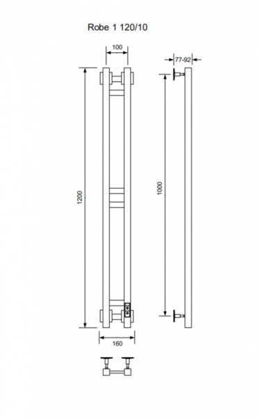 Полотенцесушитель ROBE-1 120/10 Полотенцесушители «Ника»