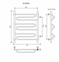 ЛZ-80/60/66 водяной с боковым подключенем Полотенцесушители «Ника»