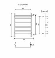 Л90 (г2)-60/40/46 водяной с боковым подключенем Полотенцесушители «Ника»