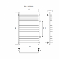 Л90 (г2)-100/60/66 водяной с боковым подключенем Полотенцесушители «Ника»