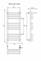 Л90 (г2) ВП-100/40/46 с полочкой водяной с боковым подключенем Полотенцесушители «Ника»