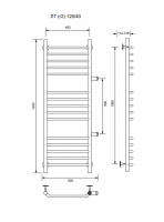ЛТ (г2)-120/40/46 водяной с боковым подключенем Полотенцесушители «Ника»