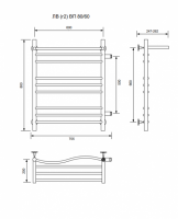 ЛВ (г2) ВП-80/60/66 с полочкой водяной с боковым подключенем Полотенцесушители «Ника»