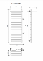 ЛВ (г2) ВП-120/40/46 с полочкой водяной с боковым подключенем Полотенцесушители «Ника»