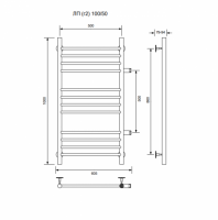 ЛП (г2)-100/50/56 водяной с боковым подключенем Полотенцесушители «Ника»