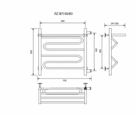 ЛZ ВП 60/60/66 с полочкой водяной с боковым подключенем Полотенцесушители «Ника»