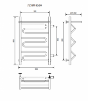 ЛZ ВП 80/50/56 с полочкой водяной с боковым подключенем Полотенцесушители «Ника»