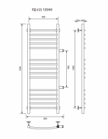 ЛД (г2)-120/40/46 водяной с боковым подключенем Полотенцесушители «Ника»