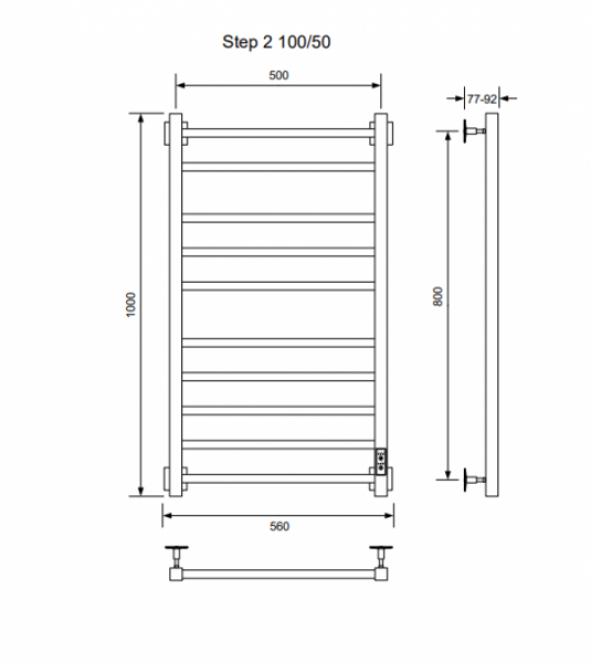 Полотенцесушитель STEP-2 100/50 U Полотенцесушители «Ника»