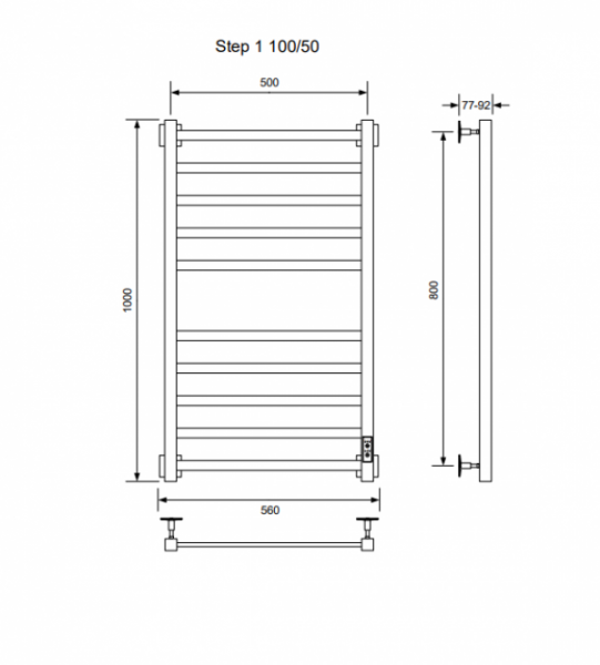 Полотенцесушитель STEP-1 100/50 U (RAL9005 mat) Полотенцесушители «Ника»