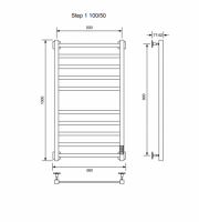 Полотенцесушитель STEP-1 100/50 U (RAL9005 mat) Полотенцесушители «Ника»