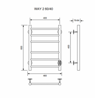 Полотенцесушитель WAY II 60/40 U (RAL9005 mat) Полотенцесушители «Ника»