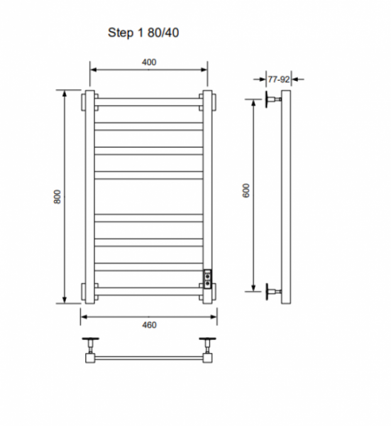 Полотенцесушитель STEP-1 80/40 U (RAL9005 mat) Полотенцесушители «Ника»