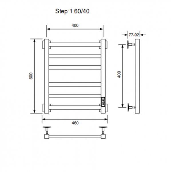 Полотенцесушитель STEP-1 60/40 U (RAL9005 mat) Полотенцесушители «Ника»