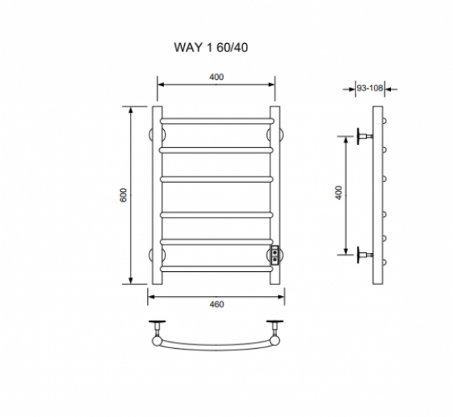 Полотенцесушитель WAY I 60/40 U (RAL9005 mat) Полотенцесушители «Ника»