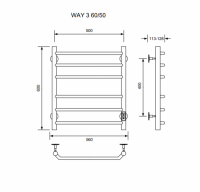 Полотенцесушитель WAY III 60/50 U (RAL9005 mat) Полотенцесушители «Ника»