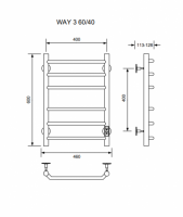 Полотенцесушитель WAY III 60/40 U (RAL9005 mat) Полотенцесушители «Ника»