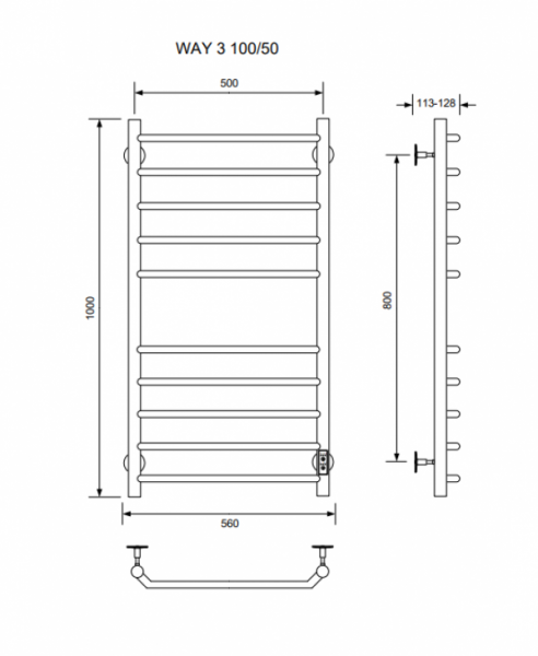 Полотенцесушитель WAY III 100/50 U Полотенцесушители «Ника»
