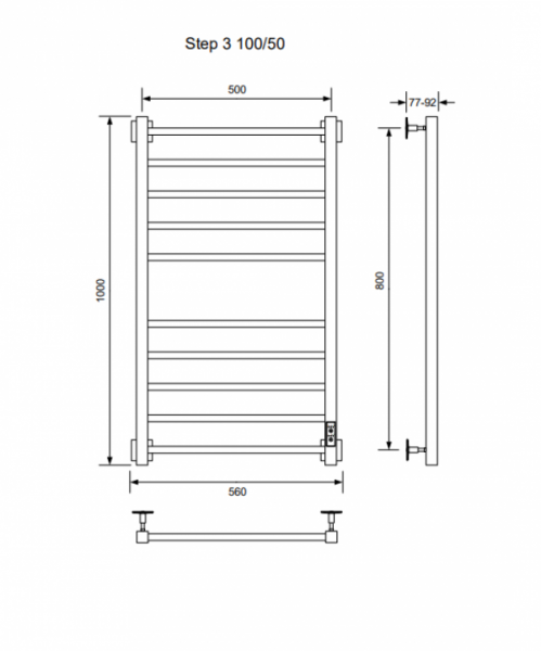 Полотенцесушитель STEP-3 100/50 U Полотенцесушители «Ника»