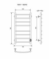 Полотенцесушитель WAY I 80/40 U (RAL9005 mat) Полотенцесушители «Ника»