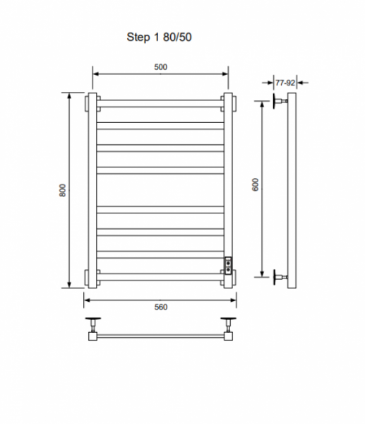 Полотенцесушитель STEP-1 80/50 U Полотенцесушители «Ника»