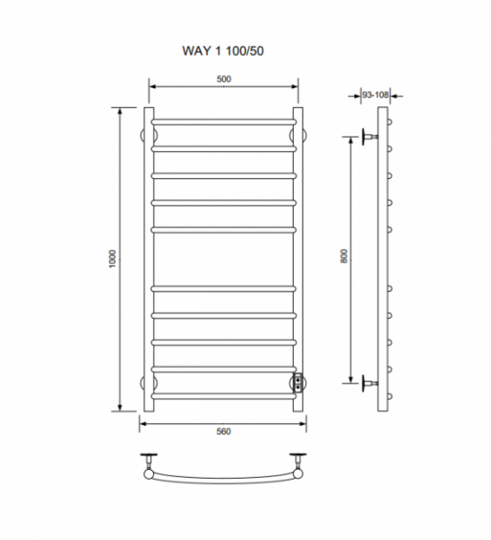 Полотенцесушитель WAY I 100/50 U Полотенцесушители «Ника»