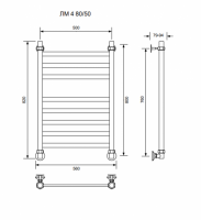 ЛМ 4-80/50/56 без полочки водяной Полотенцесушители «Ника»