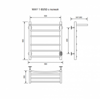 Полотенцесушитель WAY I c полкой 60/50 U Полотенцесушители «Ника»