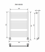 ЛМ 9-80/50/56 без полочки водяной Полотенцесушители «Ника»