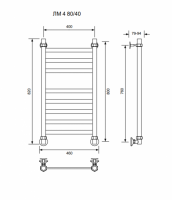ЛМ 4-80/40/46 без полочки водяной Полотенцесушители «Ника»