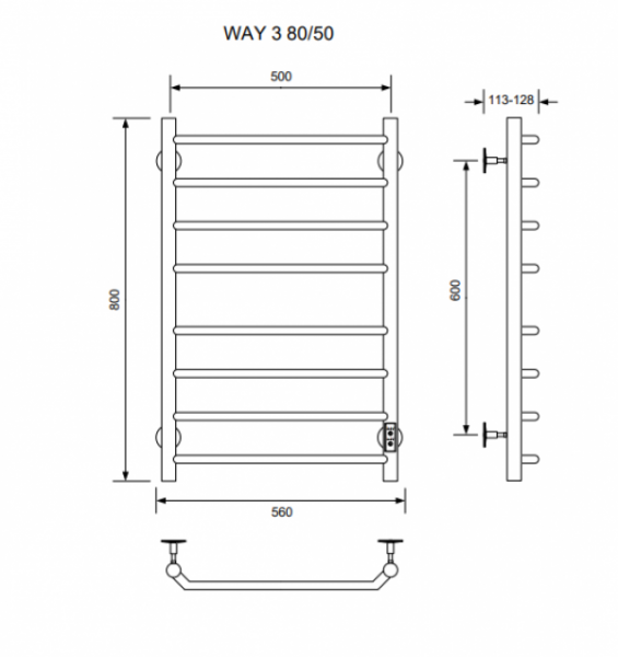 Полотенцесушитель WAY III 80/50 U Полотенцесушители «Ника»