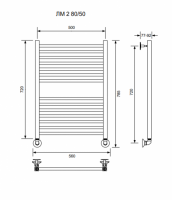 ЛМ 2-80/50/56 без полочки водяной Полотенцесушители «Ника»