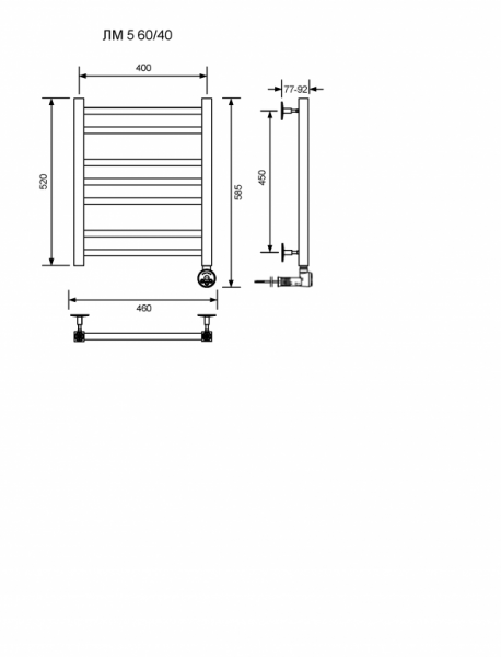 ЛМ 5-60/40/47 без полочки электрический Полотенцесушители «Ника»