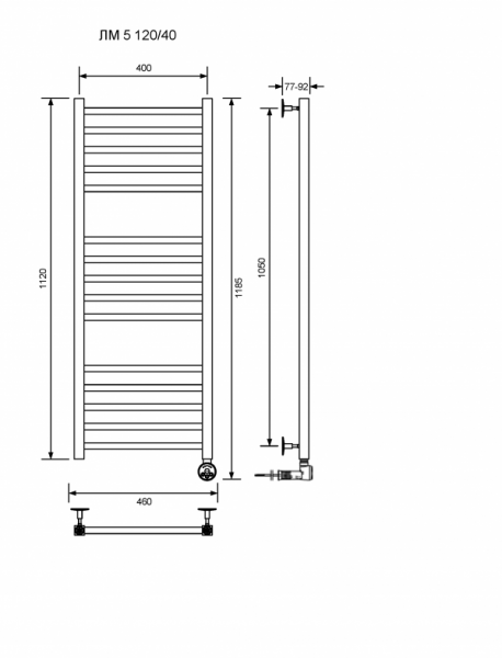 ЛМ 5-120/40/47 без полочки электрический Полотенцесушители «Ника»