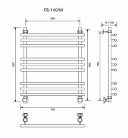 ЛБ 1-80/60/70 без полочки водяной Полотенцесушители «Ника»