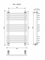 ЛБ 1-100/50/60 без полочки водяной Полотенцесушители «Ника»