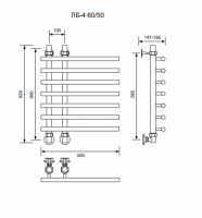 ЛБ 4-60/10/50 без полочки водяной Полотенцесушители «Ника»
