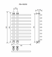 ЛБ 4-80/10/50 без полочки водяной Полотенцесушители «Ника»