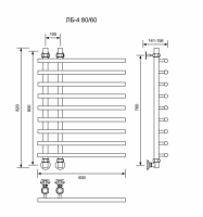 ЛБ 4-80/10/60 без полочки водяной Полотенцесушители «Ника»