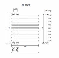 ЛБ 4-80/10/70 без полочки водяной Полотенцесушители «Ника»