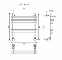 ЛБ 3-60/50/60 без полочки водяной Полотенцесушители «Ника»