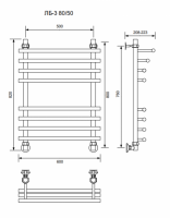 ЛБ 3-80/50/60 без полочки водяной Полотенцесушители «Ника»