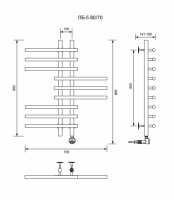 ЛБ 5-80/10/70 без полочки электрический Полотенцесушители «Ника»
