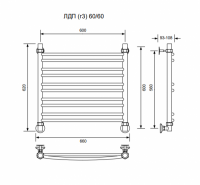 ЛДП (г3)-60/60/66 без полочки водяной Полотенцесушители «Ника»
