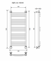 ЛДП (г3)-100/40/46 без полочки водяной Полотенцесушители «Ника»