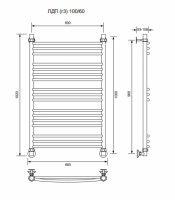 ЛДП (г3)-100/60/66 без полочки водяной Полотенцесушители «Ника»