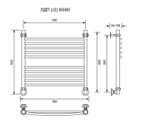 ЛДП (г2)-60/60/66 без полочки водяной Полотенцесушители «Ника»