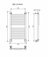 ЛДП (г2)-80/40/46 без полочки водяной Полотенцесушители «Ника»